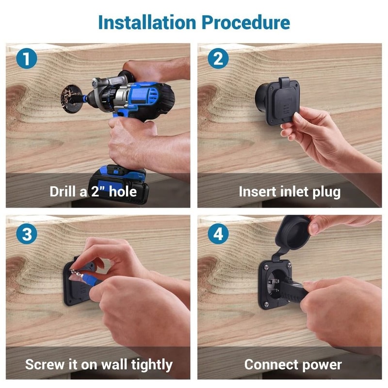 RV Shore Power Inlet With Waterproof Cap 4
