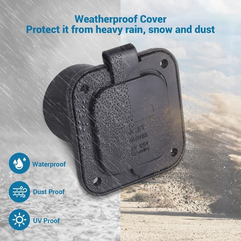 RV Shore Power Inlet With Waterproof Cap 5
