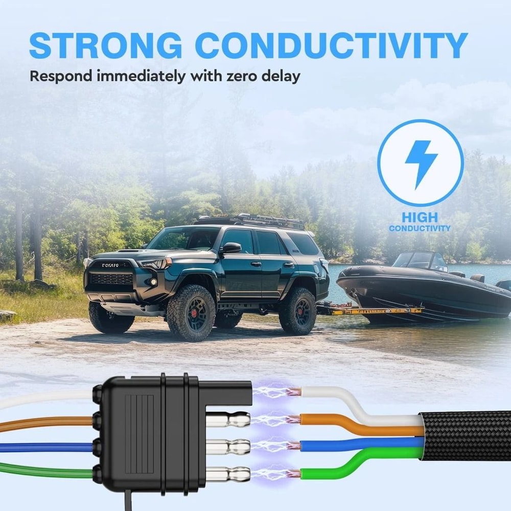 Way Flat Trailer Extension Cable AWG Wiring Harness For Secure Vehicle To Trailer Connection 2