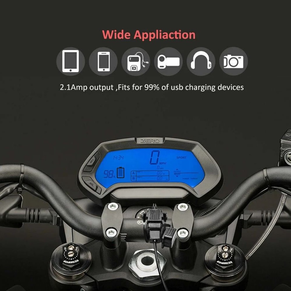 Waterproof Motorcycle USB Charger SAE To USB Adapter With Fuse 3
