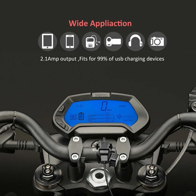 Waterproof Motorcycle USB Charger SAE To USB Adapter With Fuse 3