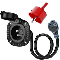 shore power inlet plug with t blade adapter and hole saw