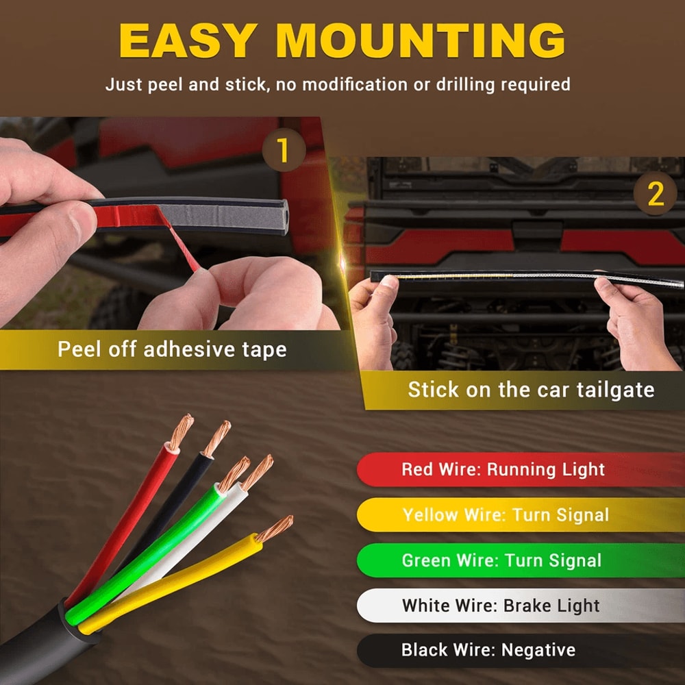 UTV LED Tail Light Strip LED Brake Turn Signal Bar For ATV Golf Cart 13