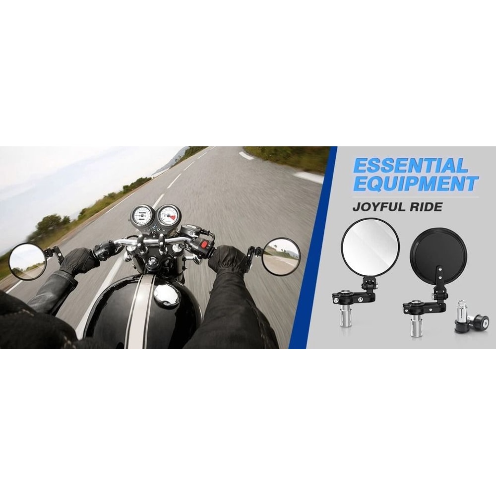 Motorcycle Bar End Mirrors Round Handlebar Pair 10