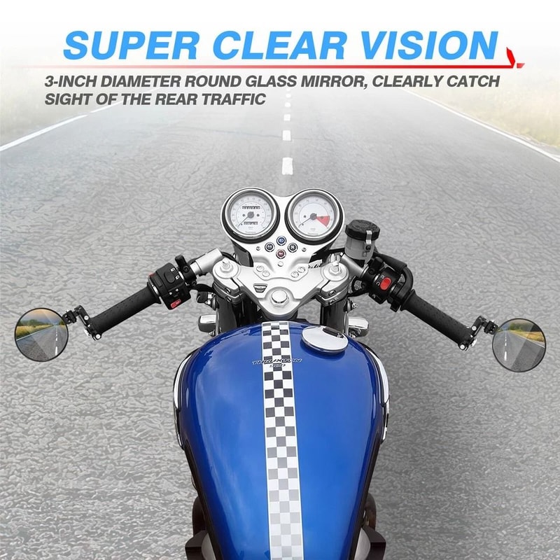Motorcycle Bar End Mirrors Round Handlebar Pair 2