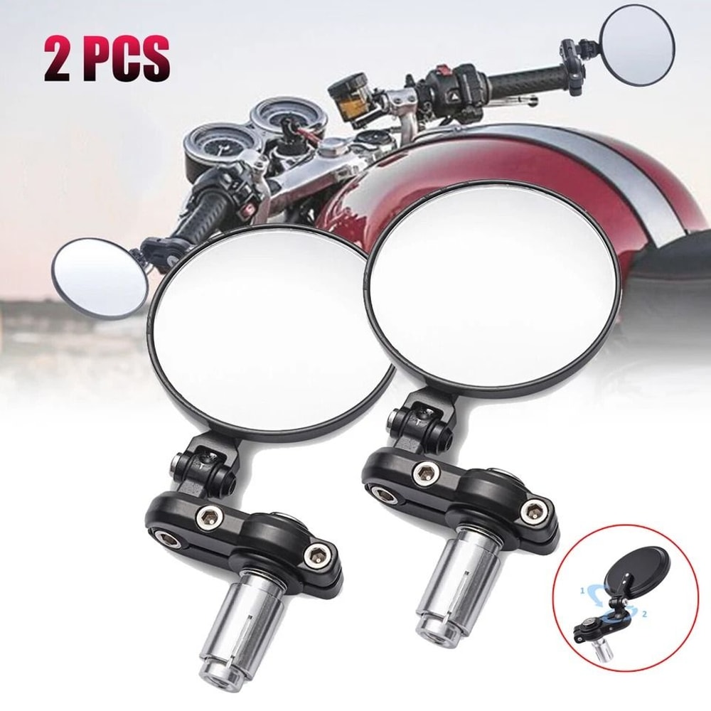 Motorcycle Bar End Mirrors Round Handlebar Pair 7