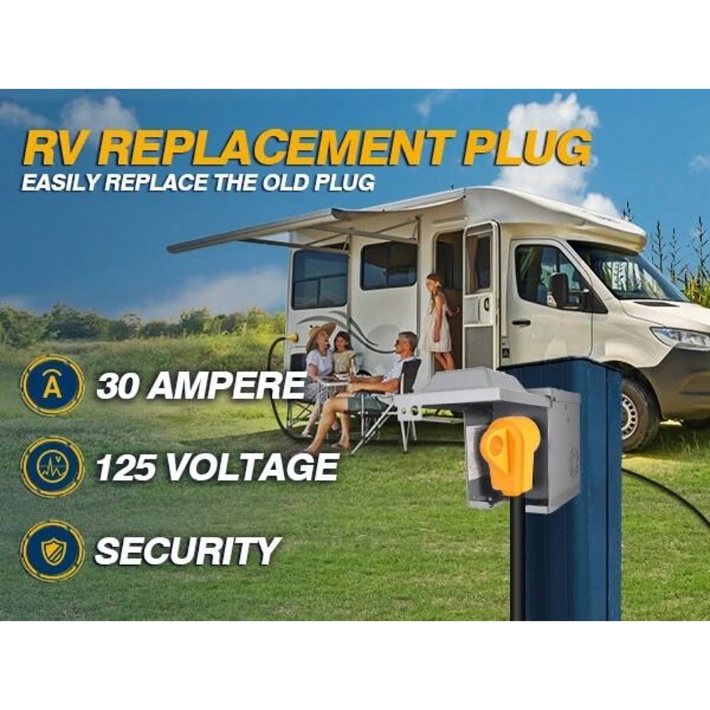 Amp RV Plug NEMA Replacement Connector With Easy Grip Handle 11