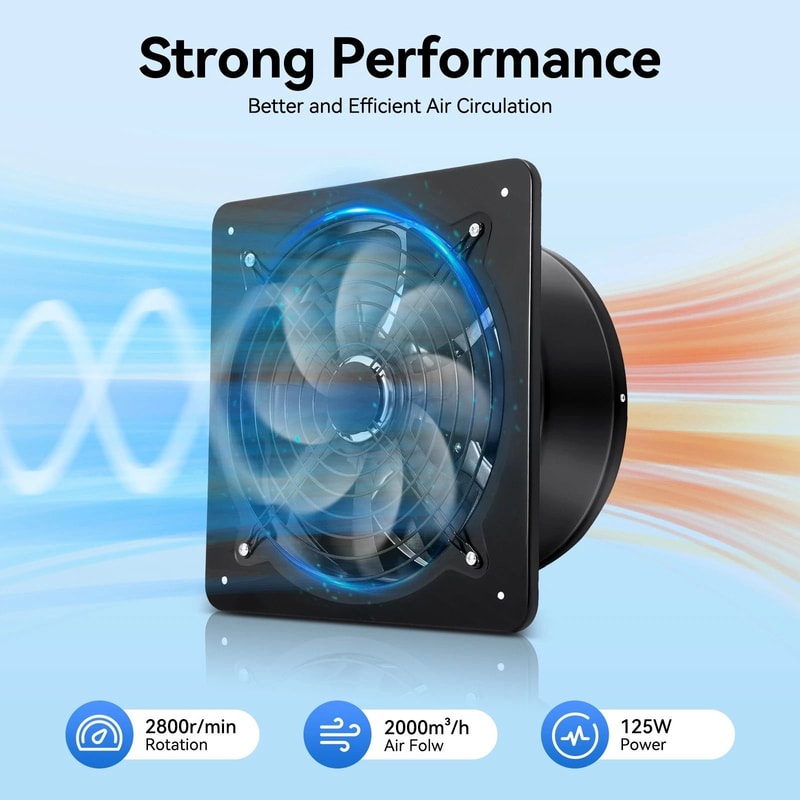 Silent Wall Exhaust Fan For Bathroom Kitchen And Garage Ventilation 12