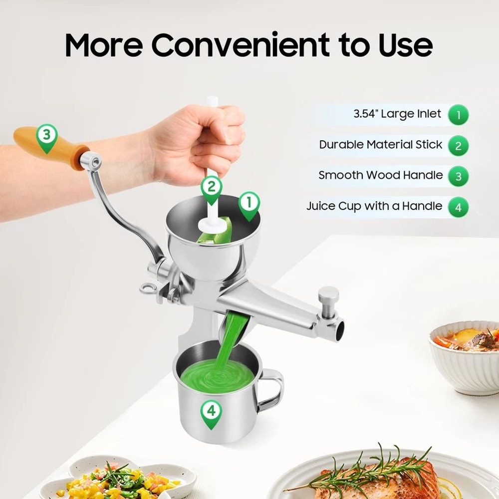 Manual Stainless Steel Wheatgrass Juicer Heavy Duty Hand Crank Fruit Vegetable Extractor 6