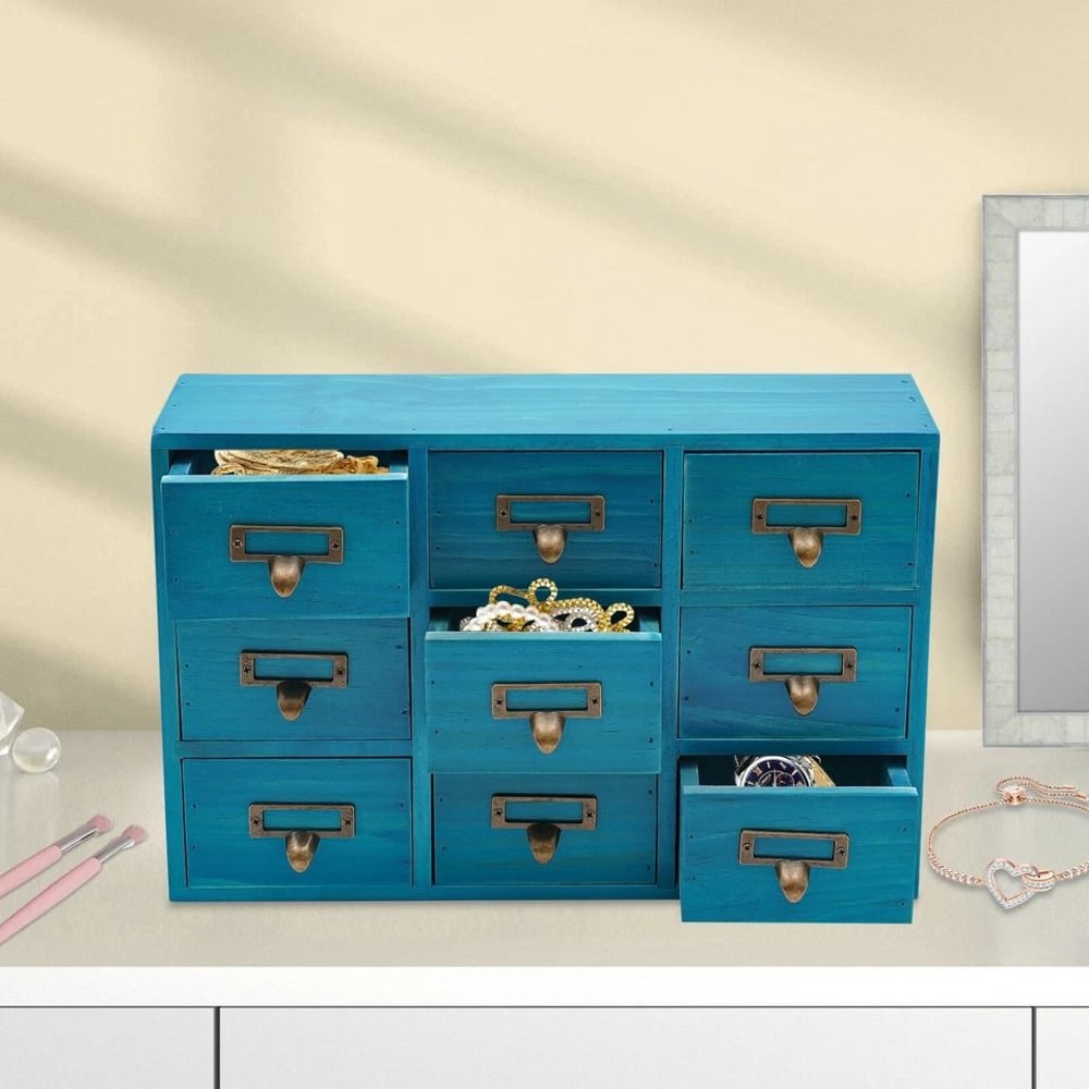 Vintage Drawer Apothecary Cabinet Herb Storage Box & Wooden Drawer Organizer