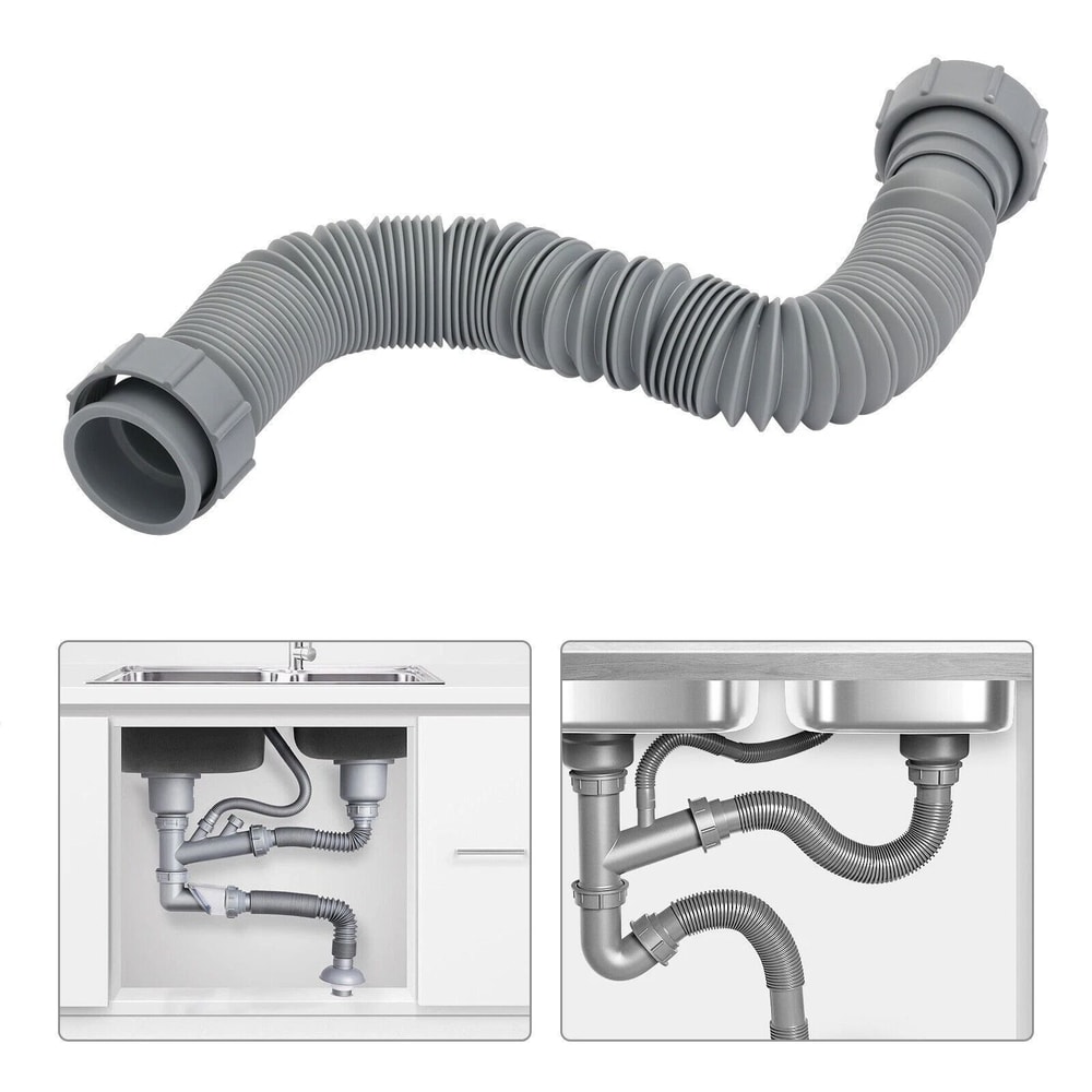 Adjustable Flexible Kitchen Sink Drain Pipe Hose Kit Universal Tubular Drain Tubing 9