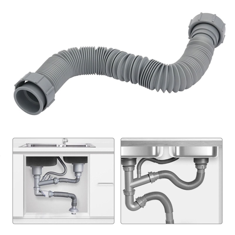 Adjustable Flexible Kitchen Sink Drain Pipe Hose Kit Universal Tubular Drain Tubing 9