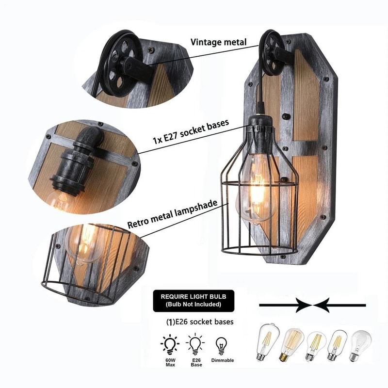 Farmhouse Wall Light Fixture Sconce Vintage Industrial Rustic Metal Wall Lamp 2