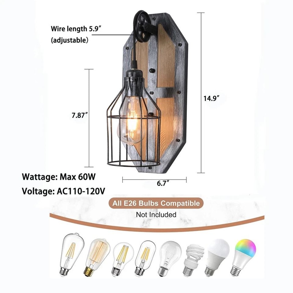 Farmhouse Wall Light Fixture Sconce Vintage Industrial Rustic Metal Wall Lamp 7