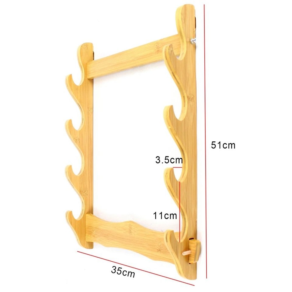 Tier Bamboo Wall Mount Sword Display Rack For Katanas And Collectibles 1
