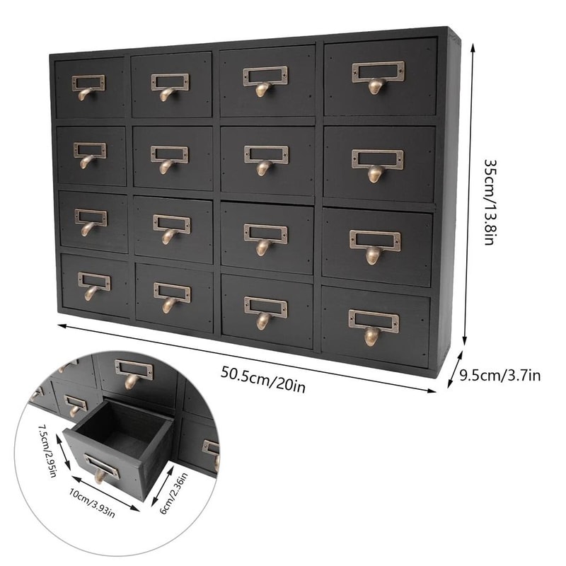 Drawer Apothecary Cabinet Herb Storage Box Wooden Desk Organizer 1