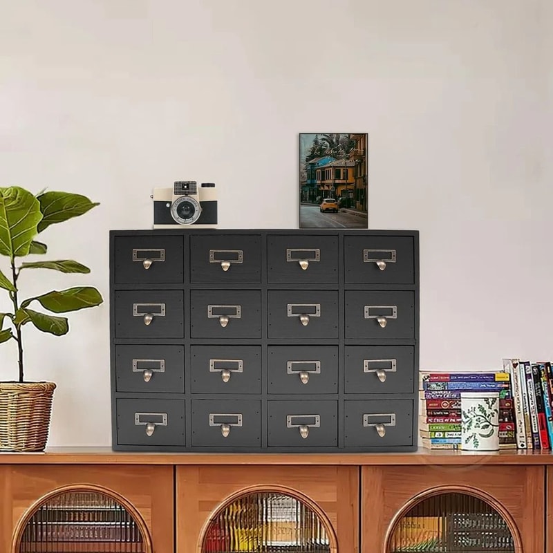 Drawer Apothecary Cabinet Herb Storage Box Wooden Desk Organizer 3