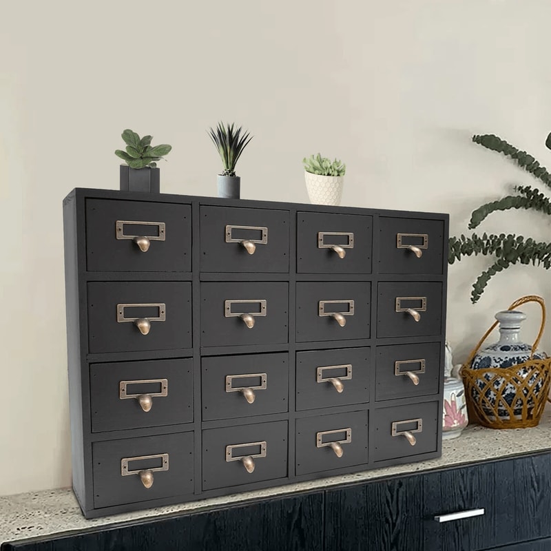 Drawer Apothecary Cabinet Herb Storage Box Wooden Desk Organizer 6