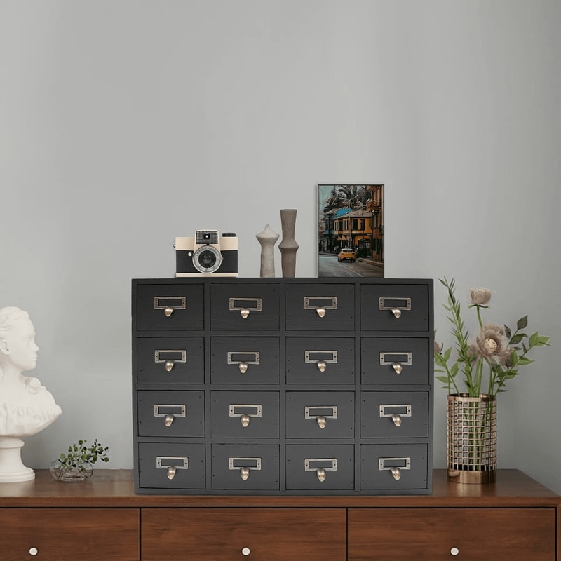 Drawer Apothecary Cabinet Herb Storage Box Wooden Desk Organizer 7