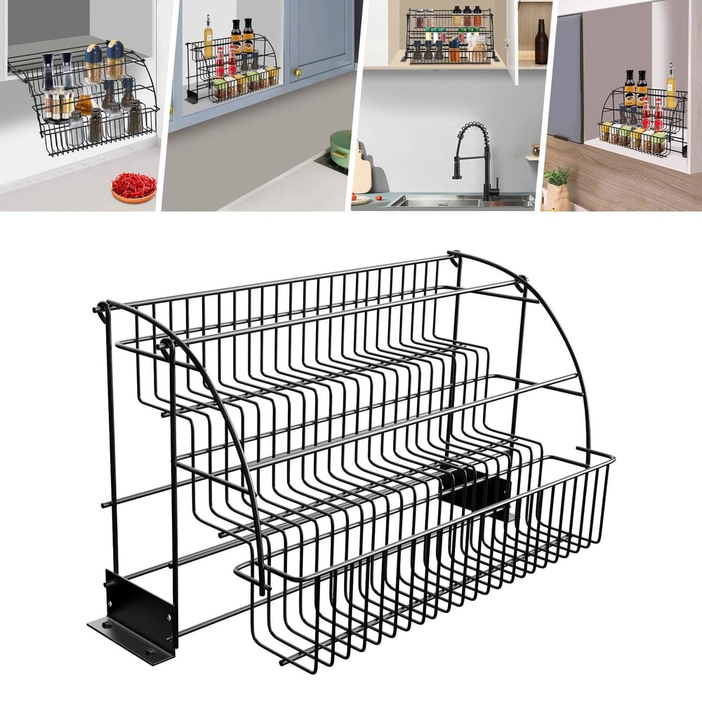 Pull Down Spice Rack Organizer For Cabinet Kitchen Storage 1