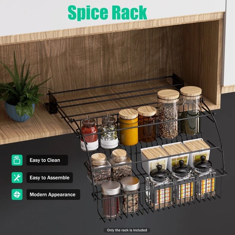 Pull Down Spice Rack Organizer For Cabinet Kitchen Storage 9