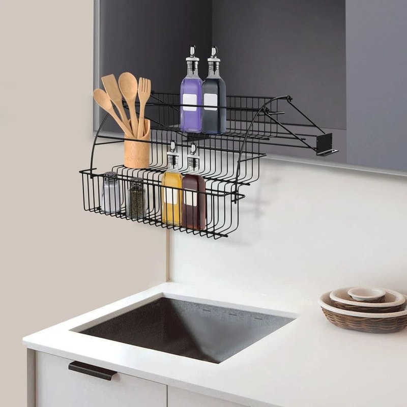 Pull Down Spice Rack Organizer For Cabinet Kitchen Storage 14