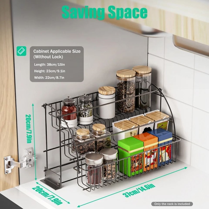 Pull Down Spice Rack Organizer For Cabinet Kitchen Storage 6