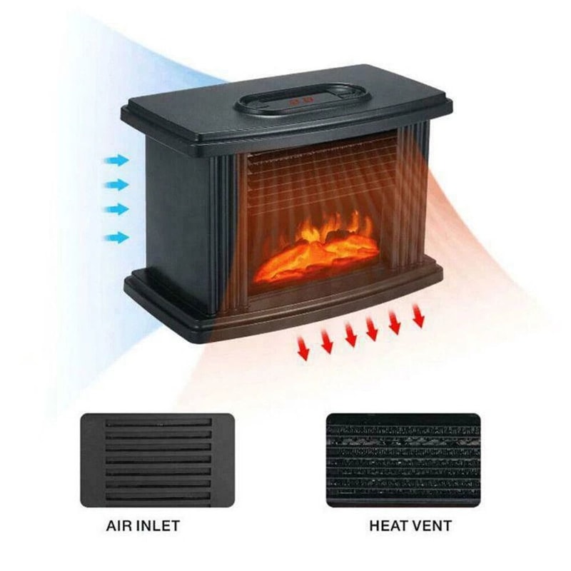 CozyGlow Portable Electric Fireplace Heater With Flame Log Effect 10