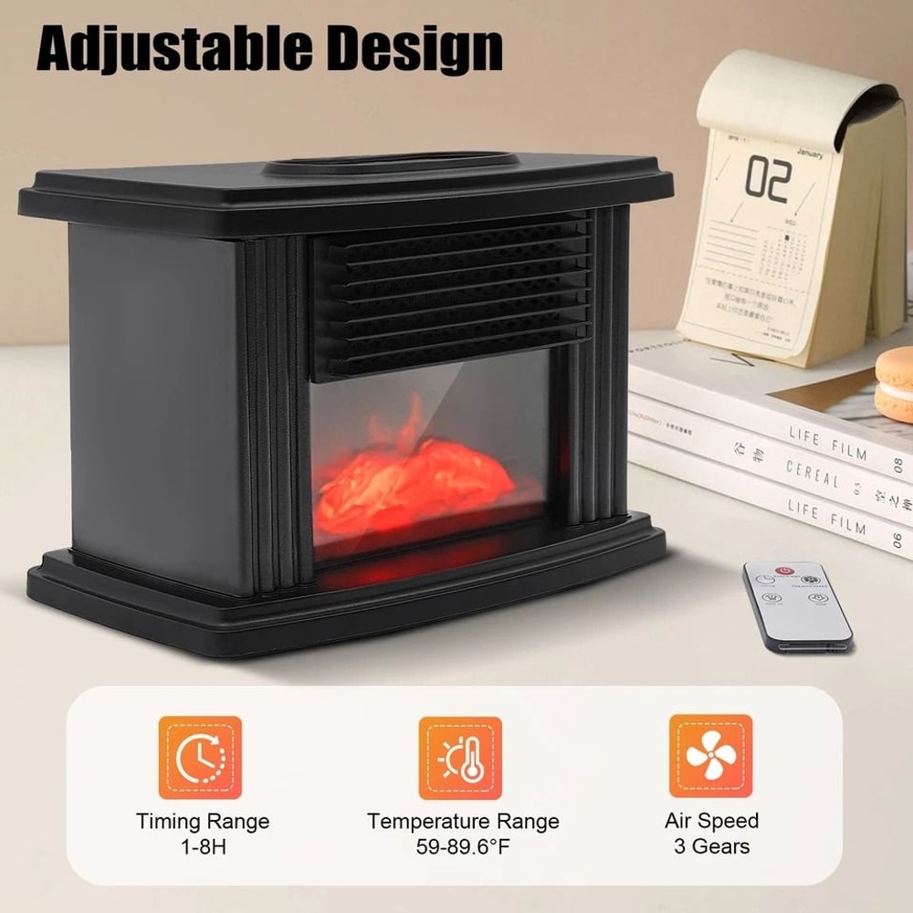 CozyGlow Portable Electric Fireplace Heater With Flame Log Effect 11