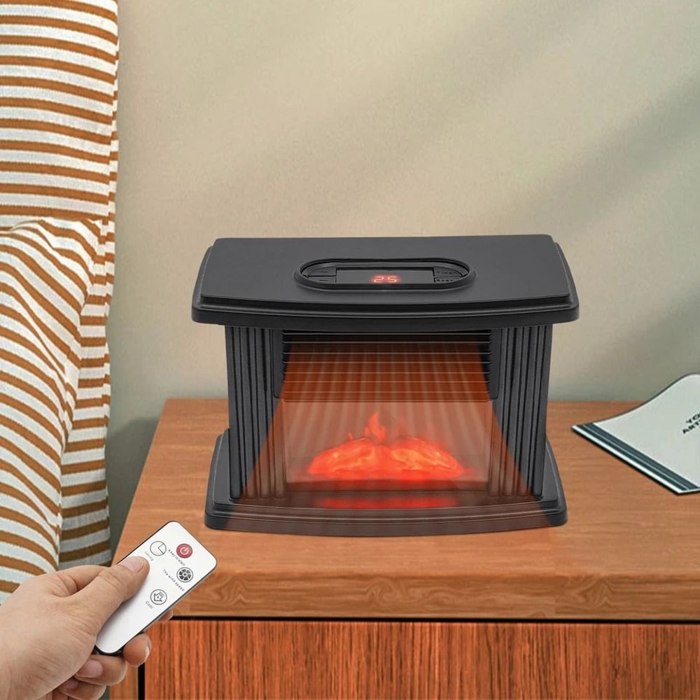 CozyGlow Portable Electric Fireplace Heater With Flame Log Effect 12