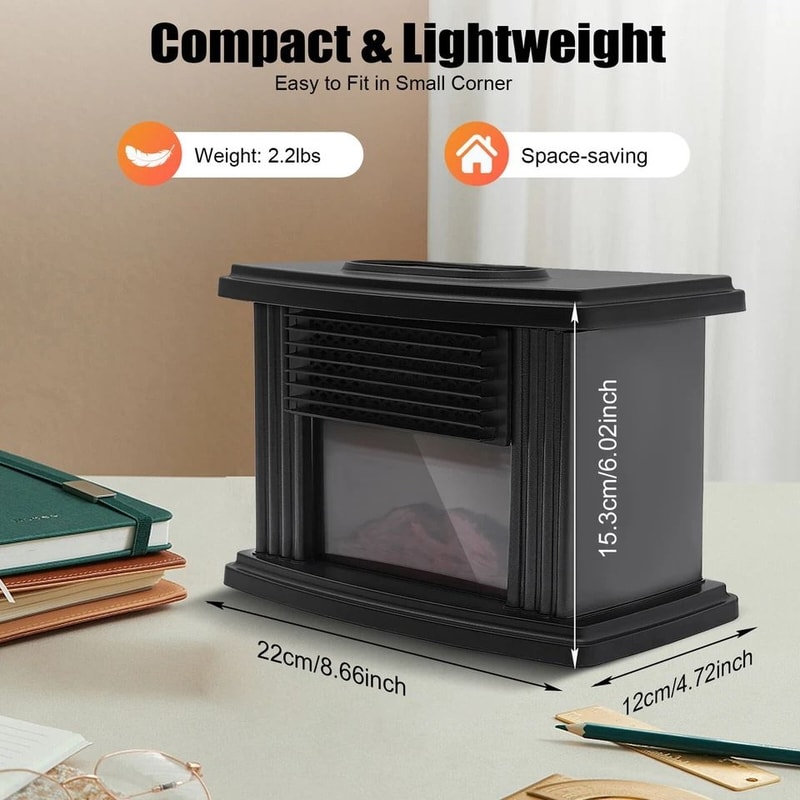 CozyGlow Portable Electric Fireplace Heater With Flame Log Effect 13
