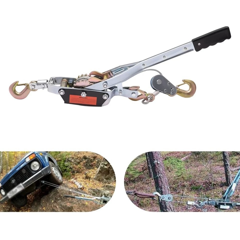 Heavy Duty Come Along Cable Puller With Hooks And Dual Gears 7