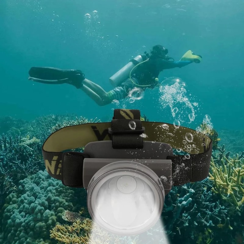 Rechargeable LED Underwater Diving Headlamp With Waterproof Hands Free Dive Headlight 4