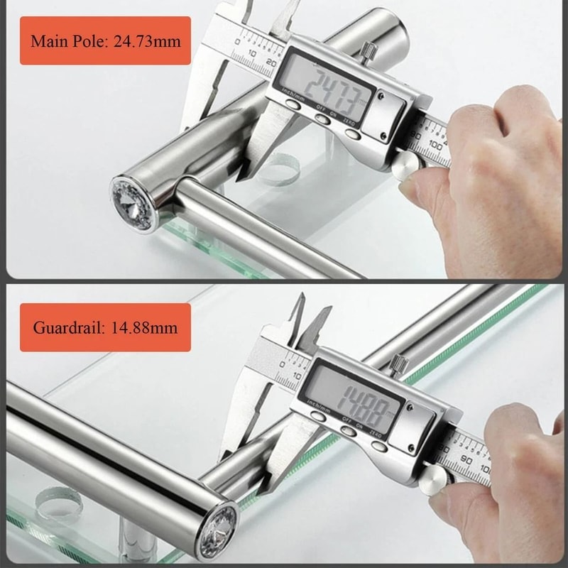 WallMounted Bathroom Shelf With Glass Countertop Towel Rack Stainless Steel Storage 4
