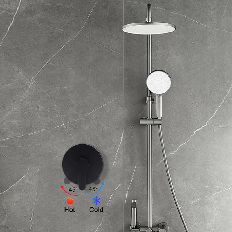 Premium Wall Mount Shower Faucet Bathroom Mixer Valve With Hot Cold Control 7