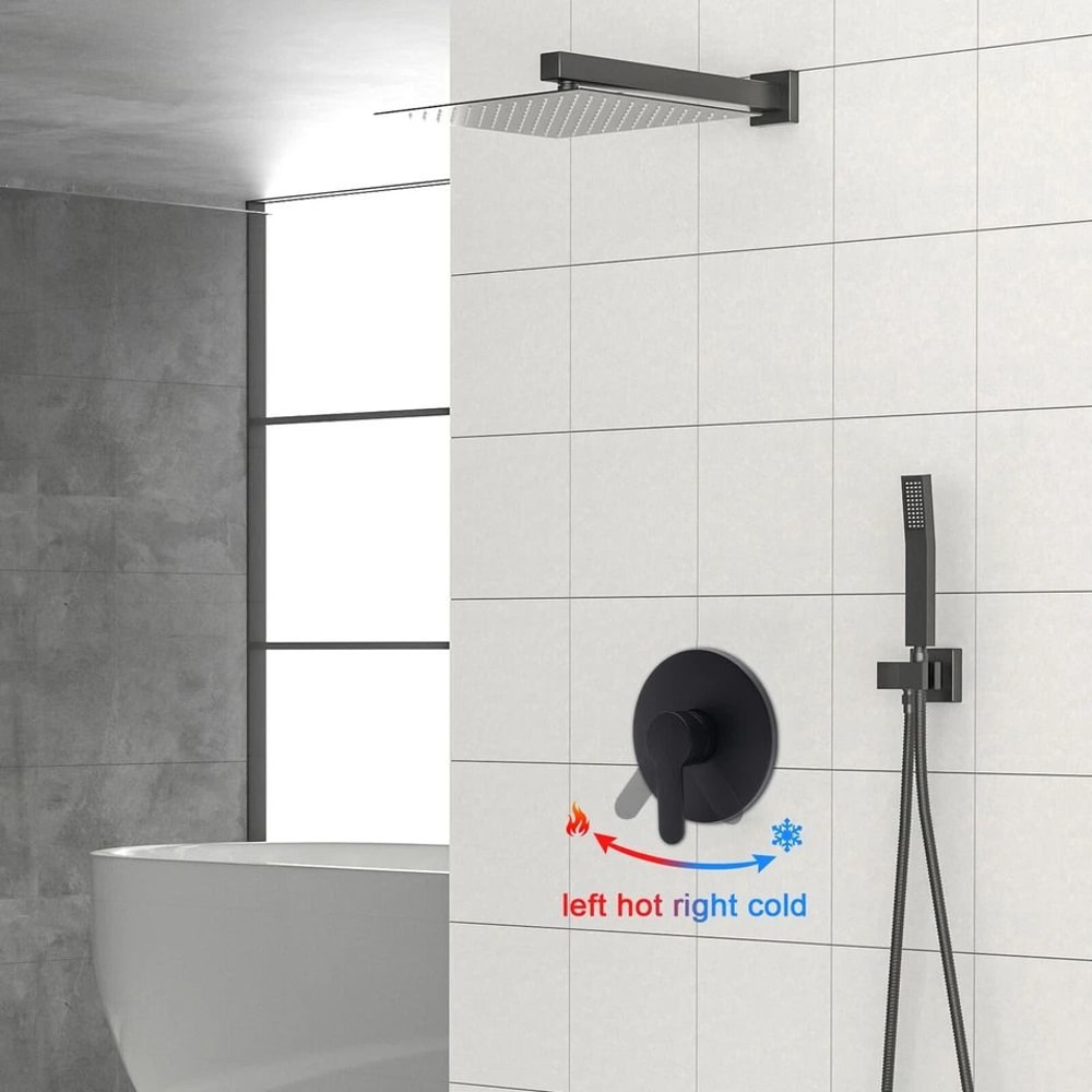 Premium Wall Mount Shower Faucet Bathroom Mixer Valve With Hot Cold Control 8
