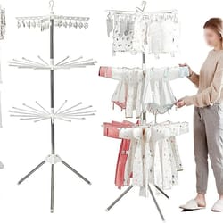 premium stainless steel clothes drying rack with rotatable arms for hangers