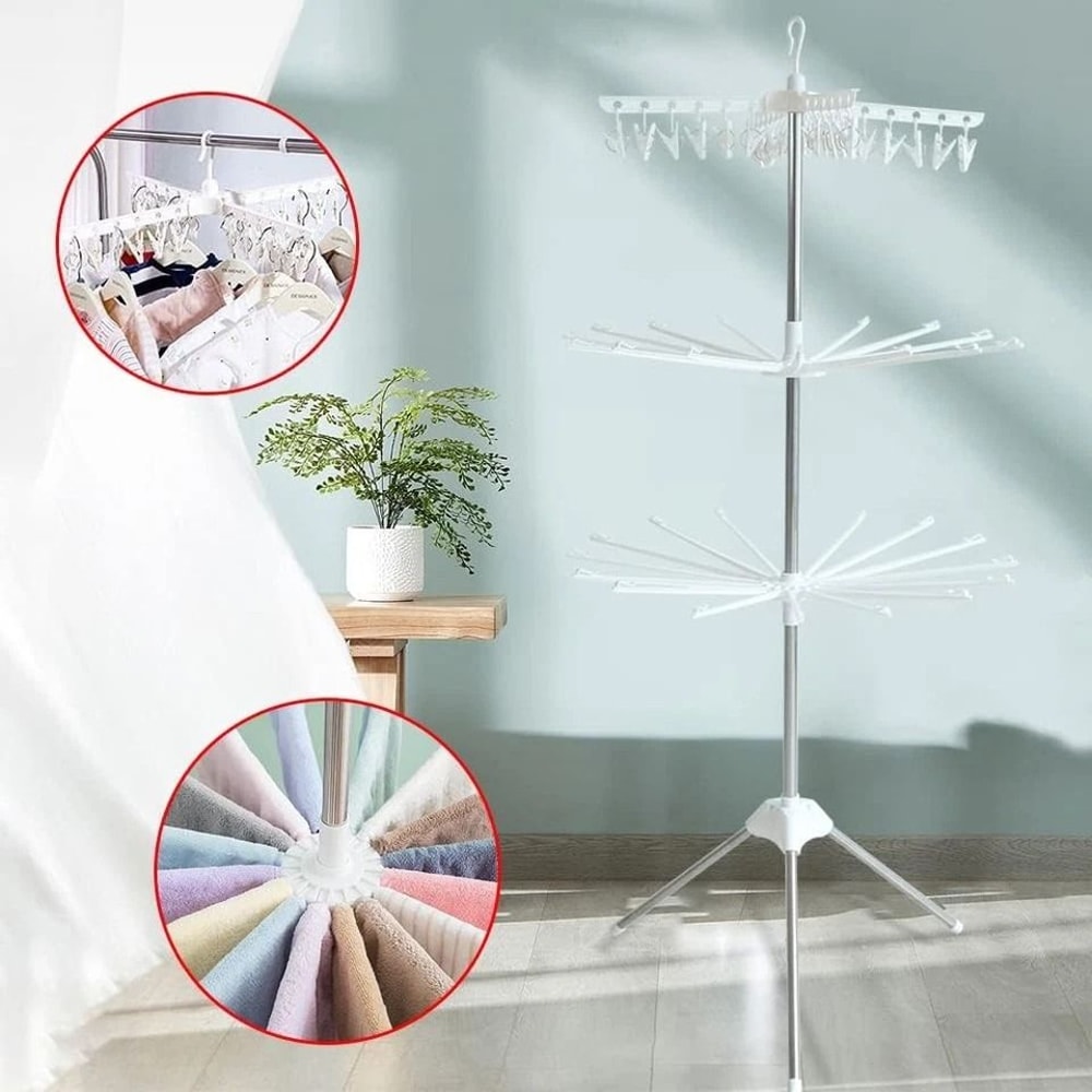 Premium Stainless Steel Clothes Drying Rack With Rotatable Arms For Hangers 4