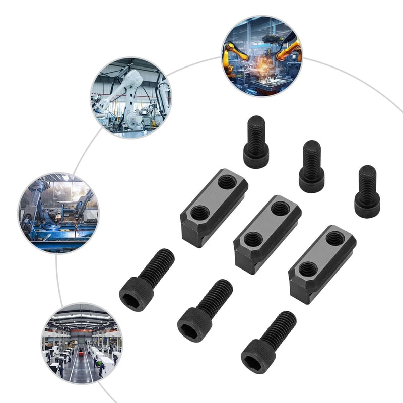 Premium Hollow Chuck T Nut Set For Lathe Steel High Hardness 1