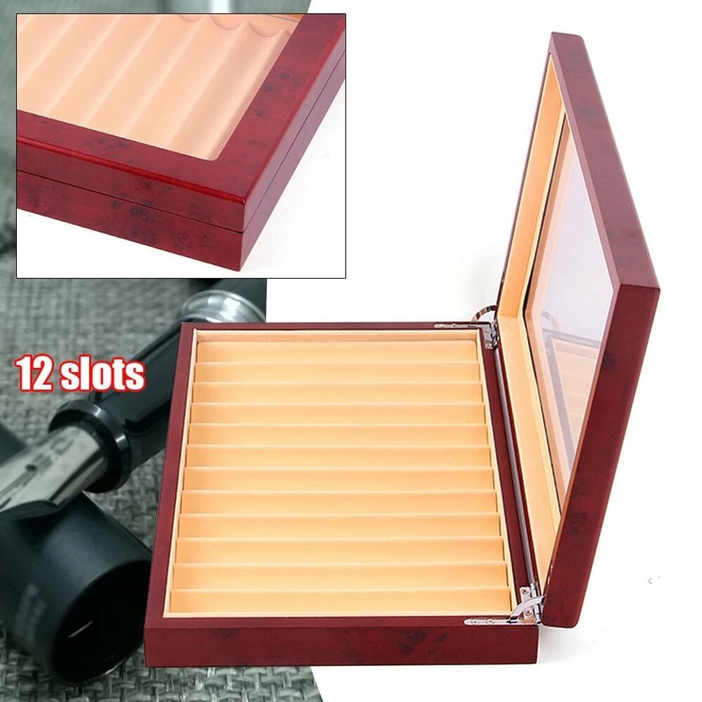 Premium Slot Wood Fountain Pen Display Case Collector Box Organizer 8