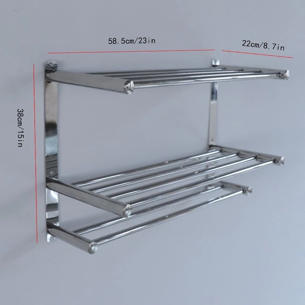 Premium Wall Mounted Stainless Steel Towel Rack Wall Mounted Towel Shelf For Organized Bathroom St 6