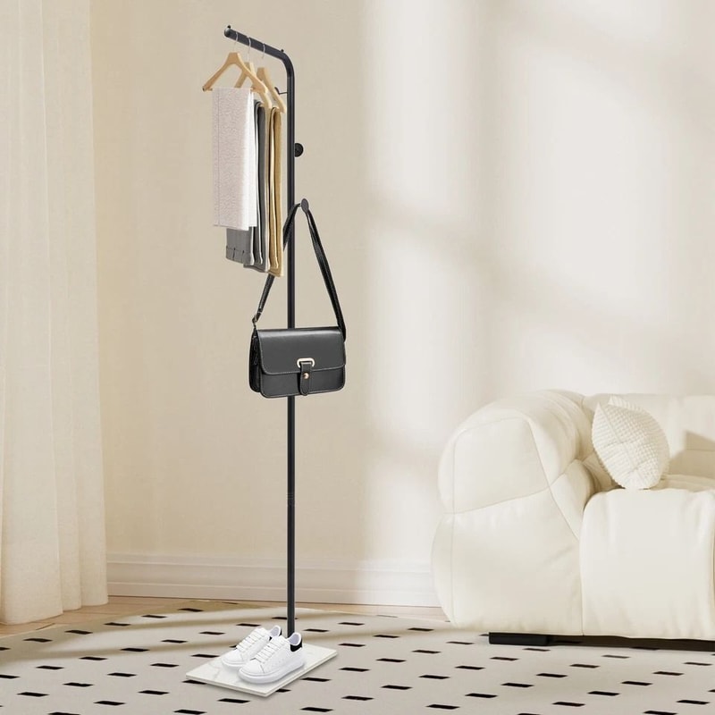Premium LShape Coat Rack With Hooks And Shelf For Organized Storage 4