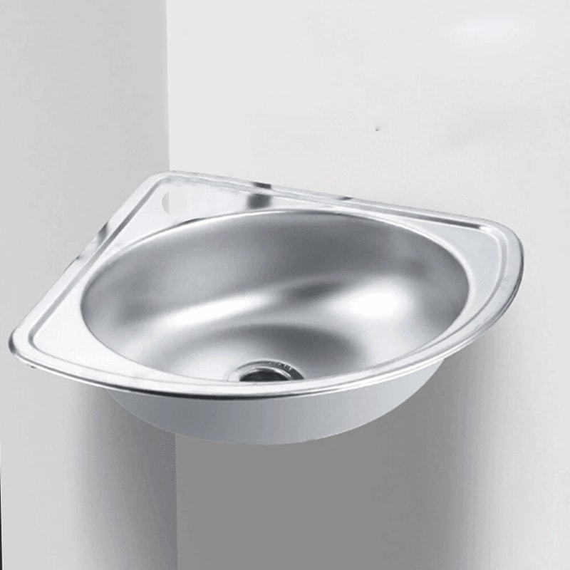 Modern Space Saving Stainless Steel Corner Wash Basin Wall Mounted Bathroom Sink 2