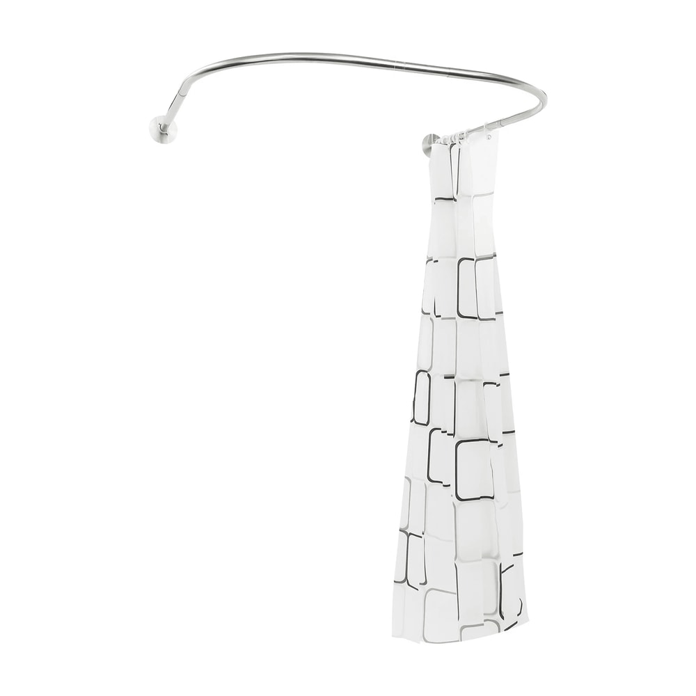 Adjustable UShaped Shower Rod NoDrill Stainless Steel Corner Curtain Rod 0