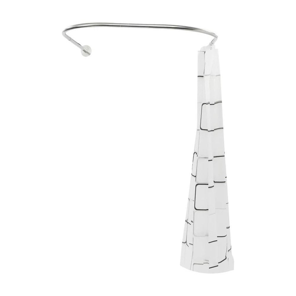 Adjustable UShaped Shower Rod NoDrill Stainless Steel Corner Curtain Rod 4