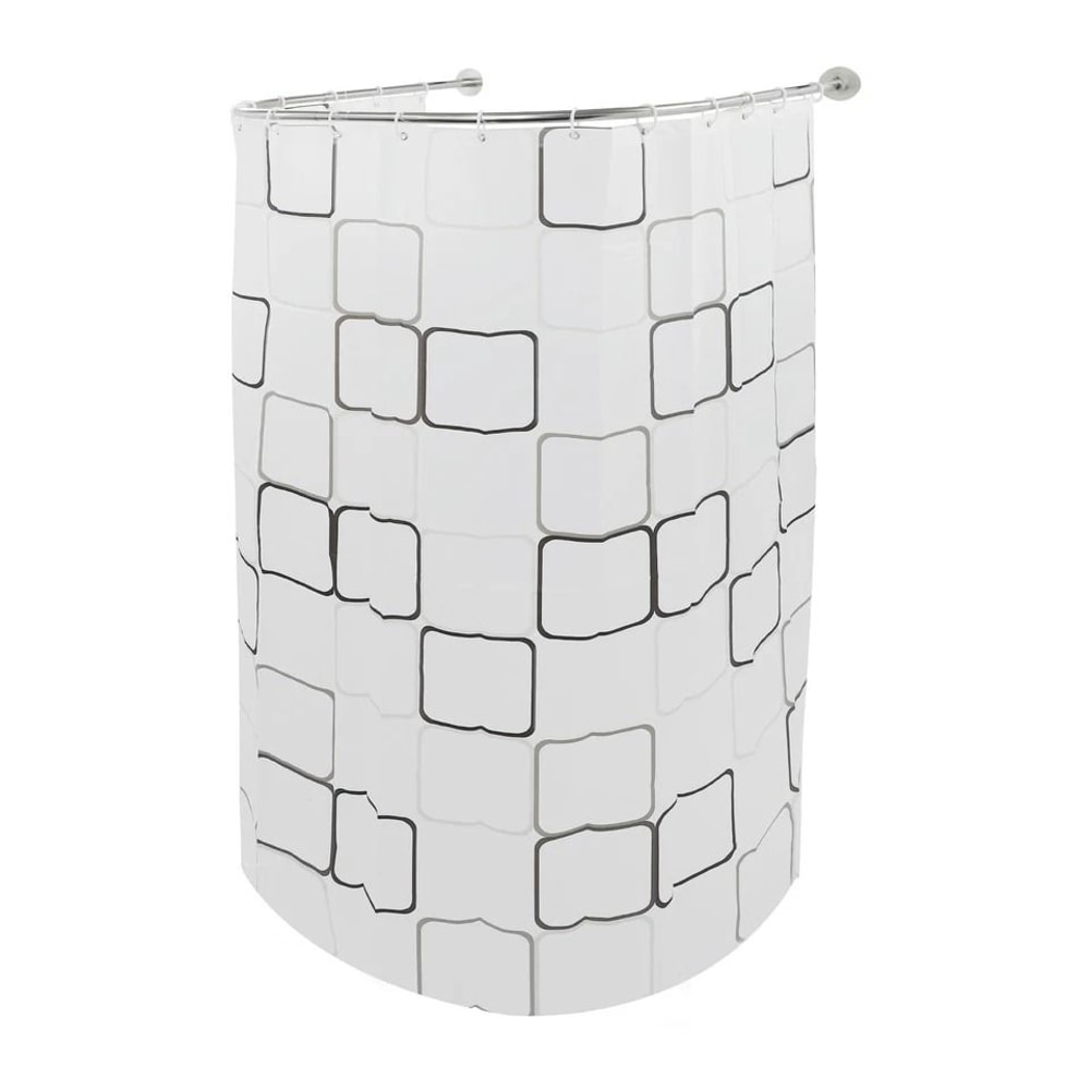 Adjustable UShaped Shower Rod NoDrill Stainless Steel Corner Curtain Rod 5