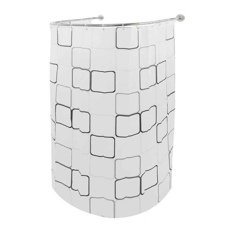 Adjustable UShaped Shower Rod NoDrill Stainless Steel Corner Curtain Rod 5