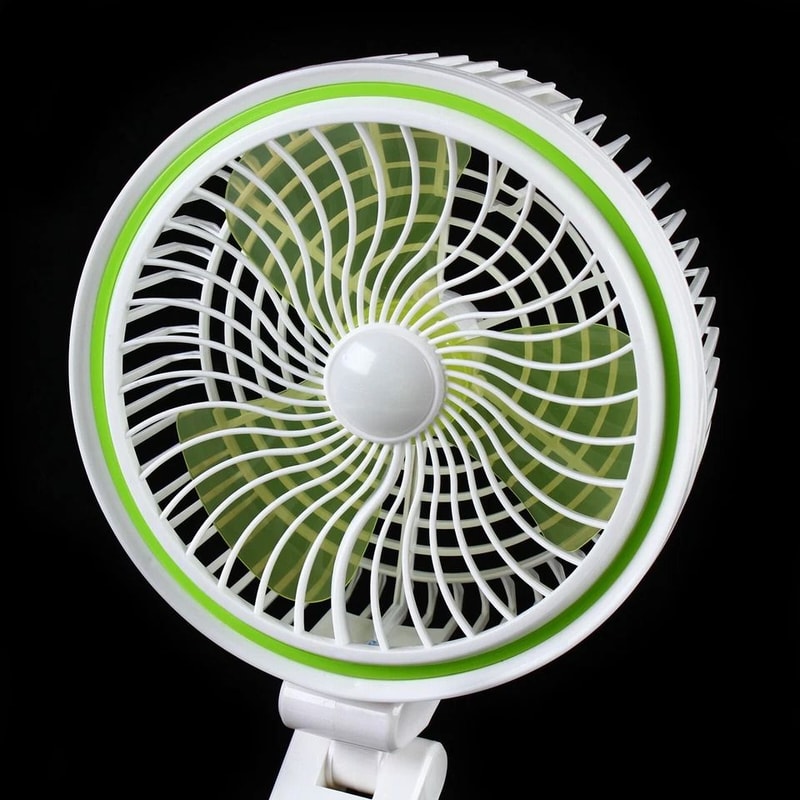 Portable Solar Rechargeable Fan With LED Light Adjustable Tilt 5