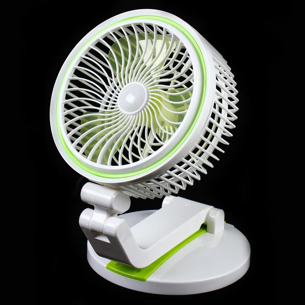 Portable Solar Rechargeable Fan With LED Light Adjustable Tilt 7