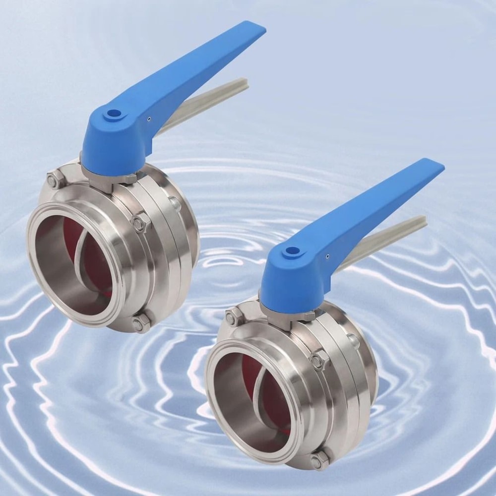 Stainless Steel Butterfly Valves With Manual Blue Trigger Handle Industrial Flow Control Valve 1